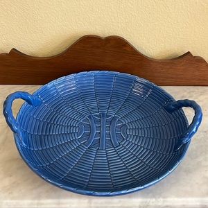 j.Willfred-Blue-Serving-Ceramic-Basketweave Design-Platter-Made In Portugal 🇵🇹